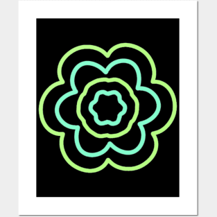 Green and turquoise flower Posters and Art